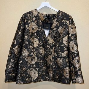 ZARA GOLDEN JACQUARD JACKET BLACK GOLD